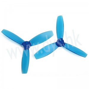 2x DYS 3045 triblade T-mount propeller transparent blue