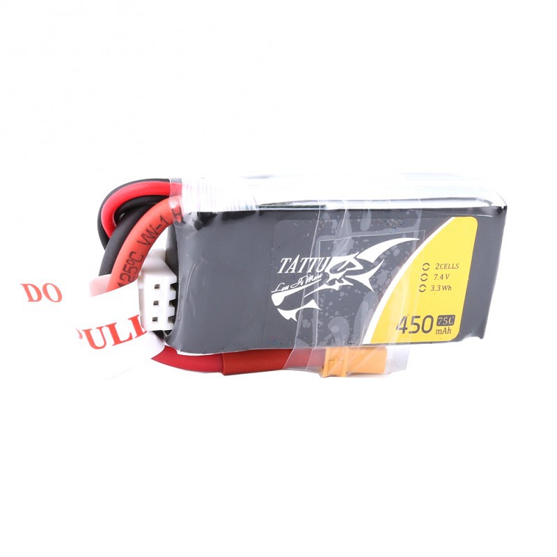 TATTU 450mAh 2S 75C 7.4V LiPo Battery